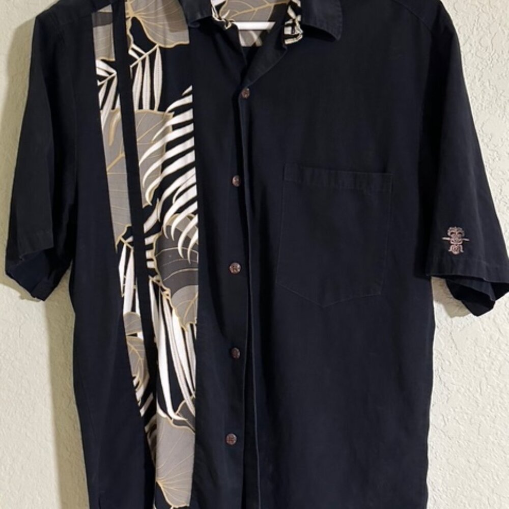 Iolani Men's Hawaiian Aloha Shirt Size Small Fern Border Print